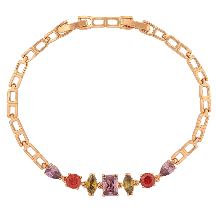 Браслет Xuping цвет Позолота 18K "Узор с разноцветными кристаллами" длинна с доп. замком 17.5,19.5см х 4-7мм фото №25