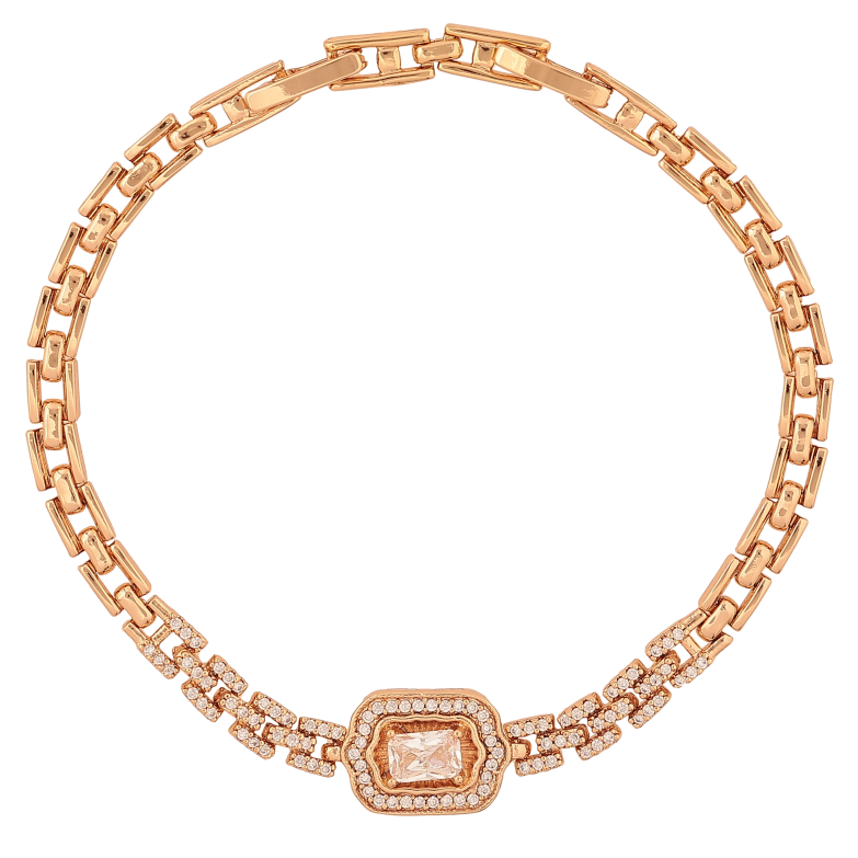 Браслет Xuping цвет Позолота 18К "Узор с кристаллами" размер с доп. замком 17.5,19.5см х 4-10мм фото №1