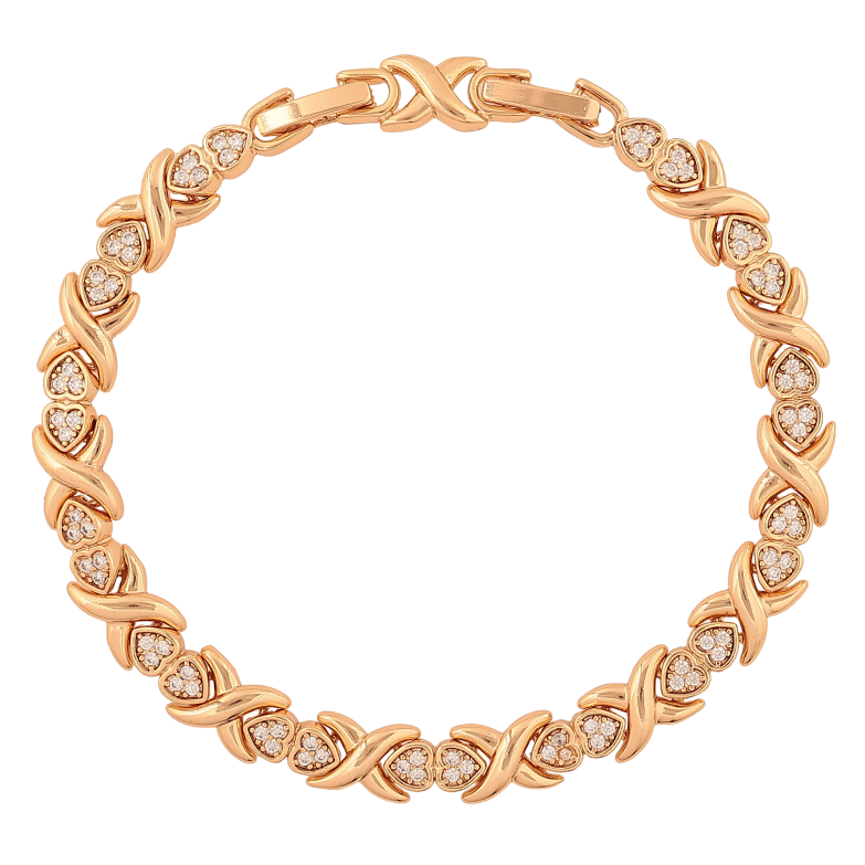 Браслет Xuping цвет Позолота 18К "Романтический узор с кристаллами" размер с доп. замком 17.5,19.5см х 7мм фото №1