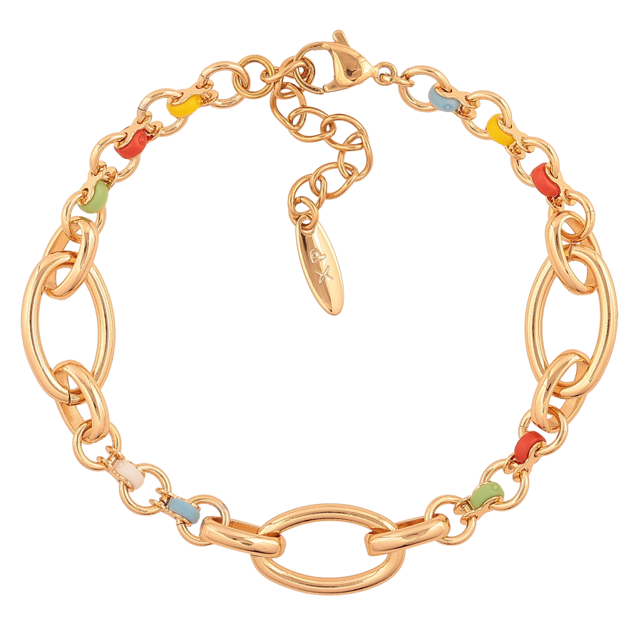 Браслет Xuping цвет Позолота 18K "Цепочка с разноцветными бусинами" размер с доп. цепочкой 19.5-23см х 2-11мм фото №1 Браслет Xuping цвет Позолота 18K "Цепочка с разноцветными бусинами" размер с доп. цепочкой 19.5-23см х 2-11мм фото №1