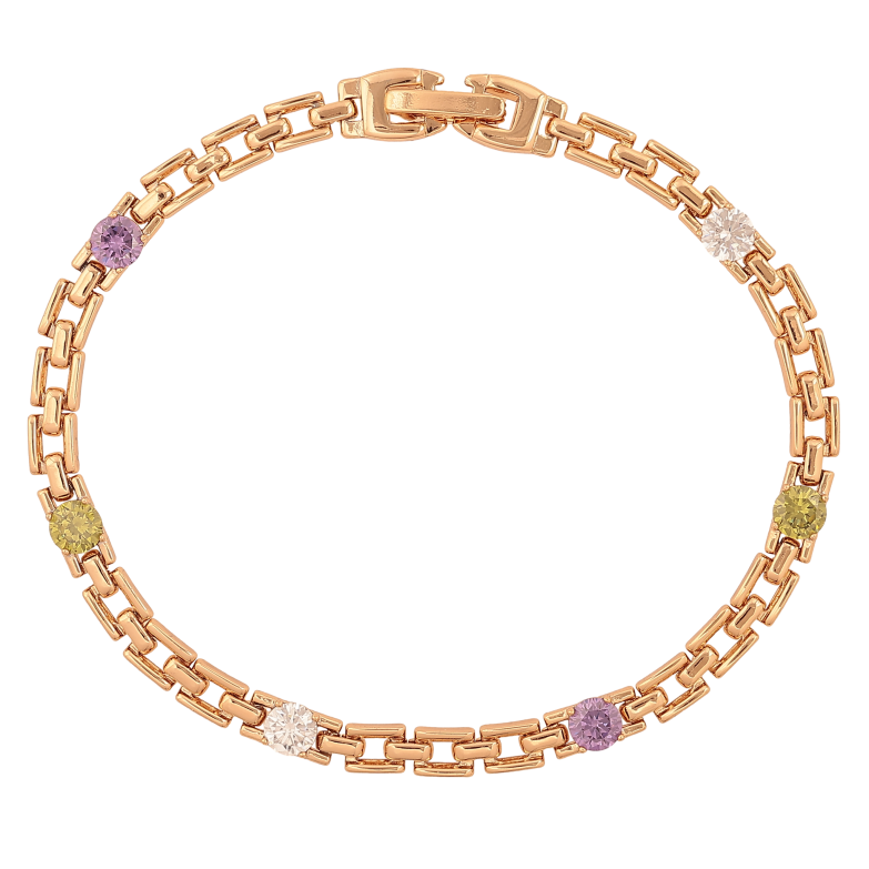 Браслет Xuping колір Позолота 18K "Візерунок з кольоровими кристалами" розмір 19.5см х 4мм фото №4