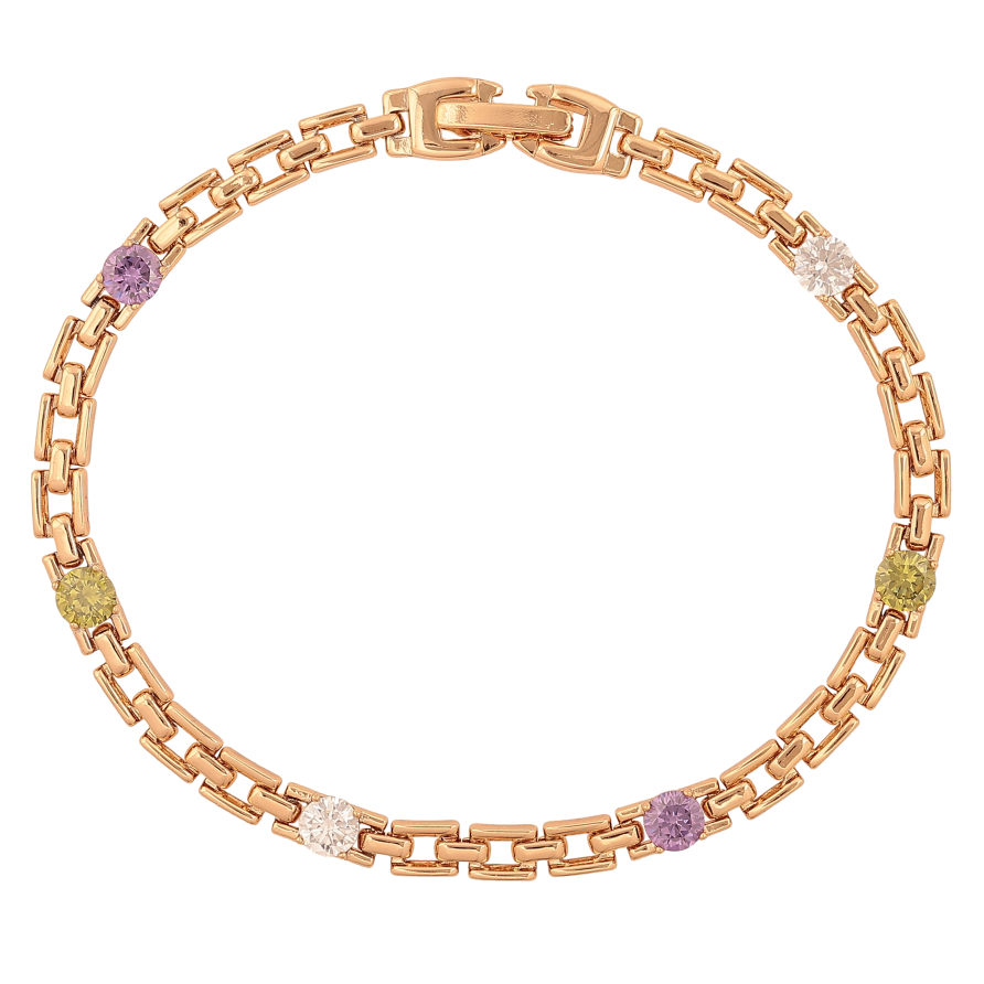 Браслет Xuping цвет Позолота 18K "Узор с цветными кристаллами" размер 19.5см х 4мм фото №1