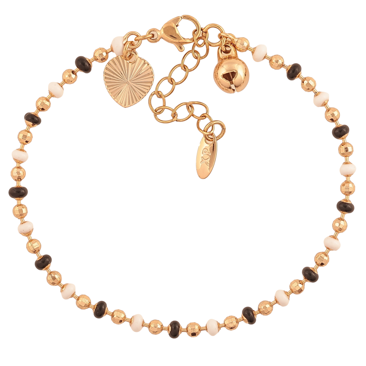 Браслет Xuping цвет Позолота 18K "Цепочка Перлина с черно-белой эмалью" размер с доп. цепочкой 17-20см х 3мм фото №11 Браслет Xuping цвет Позолота 18K "Цепочка Перлина с черно-белой эмалью" размер с доп. цепочкой 17-20см х 3мм фото №11