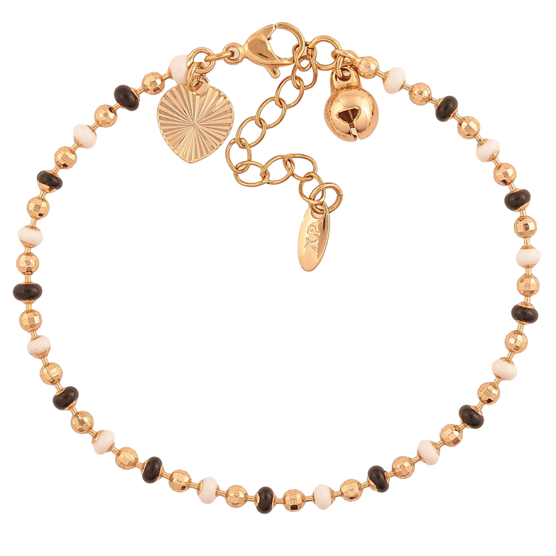 Браслет Xuping цвет Позолота 18K "Цепочка Перлина с черно-белой эмалью" размер с доп. цепочкой 17-20см х 3мм фото №1 Браслет Xuping цвет Позолота 18K "Цепочка Перлина с черно-белой эмалью" размер с доп. цепочкой 17-20см х 3мм фото №1