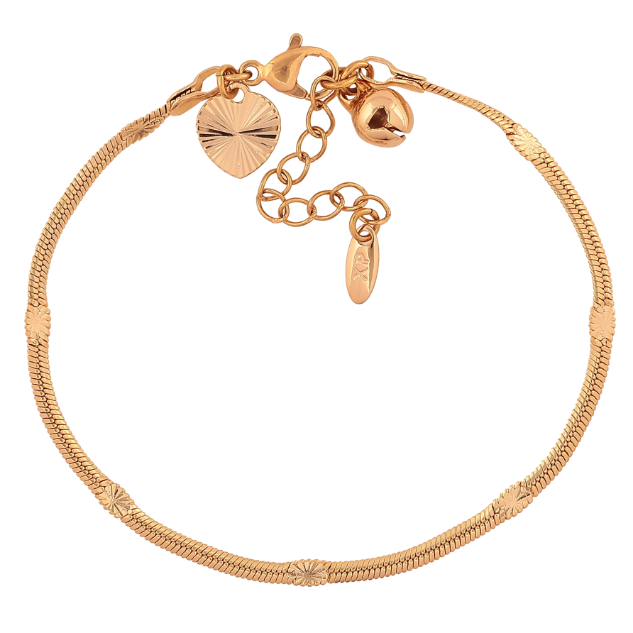 Браслет Xuping цвет Позолота 18K "Цепочка Снейк с прокаткой" размер с доп. цепочкой 17-20.5см х 2-3мм фото №1