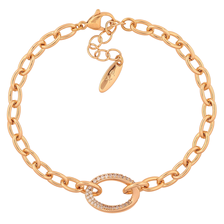 Браслет Xuping цвет Позолота 18K "Цепочка Якорная с овальной вставкой" размер с доп. цепочкой 19-22см х 5-13мм фото №25