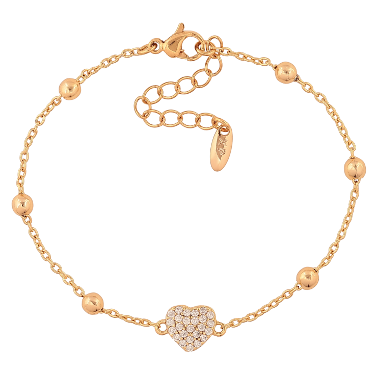 Браслет Xuping цвет Позолота 18K "Цепочка с бусинами и сердечком" размер с доп. цепочкой 16.5-20см х 1.5-8мм фото №19