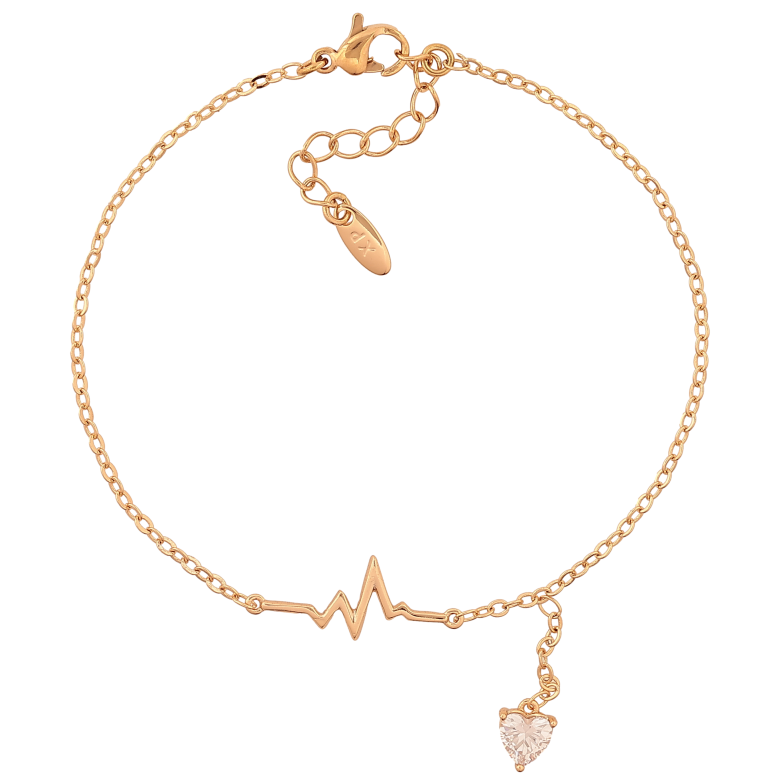 Браслет Xuping колір Позолота 18K "Ланцюжок з вставкою кардіограма" розмір з дод. ланцюжком 18-21см х 1.5-8мм фото №1