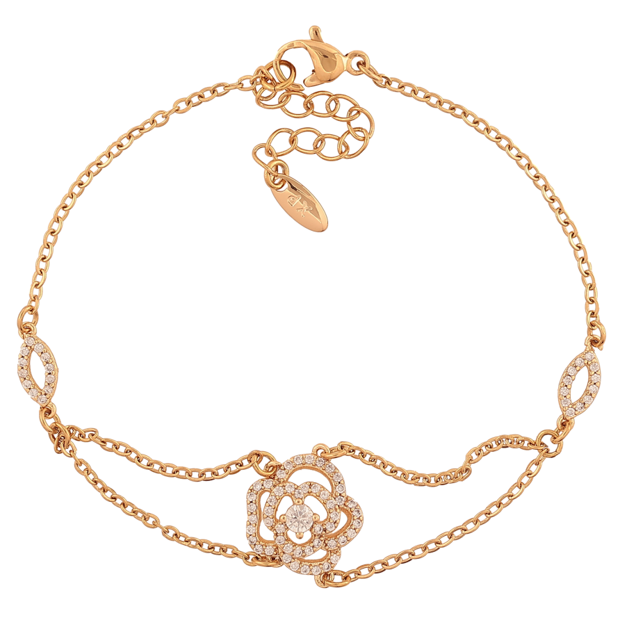 Браслет Xuping цвет Позолота 18K "Цепочка с вставкой цветочек" размер с доп. цепочкой 18-21.5см х 1.5-8мм фото №1 Браслет Xuping цвет Позолота 18K "Цепочка с вставкой цветочек" размер с доп. цепочкой 18-21.5см х 1.5-8мм фото №1