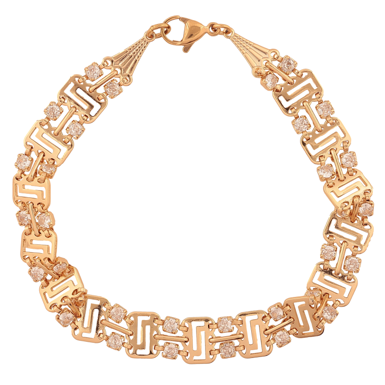 Браслет Xuping колір Позолота 18К "Візерунок з кристалами" розмір 21см х 9мм фото №1