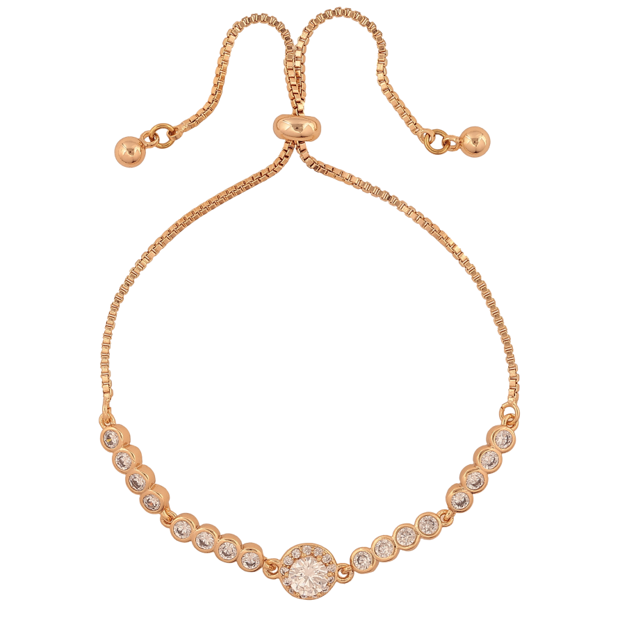 Браслет Xuping цвет Позолота 18K "Цепочка с декоративной вставкой" на затяжке размер 10-23см х 1-7мм фото №1