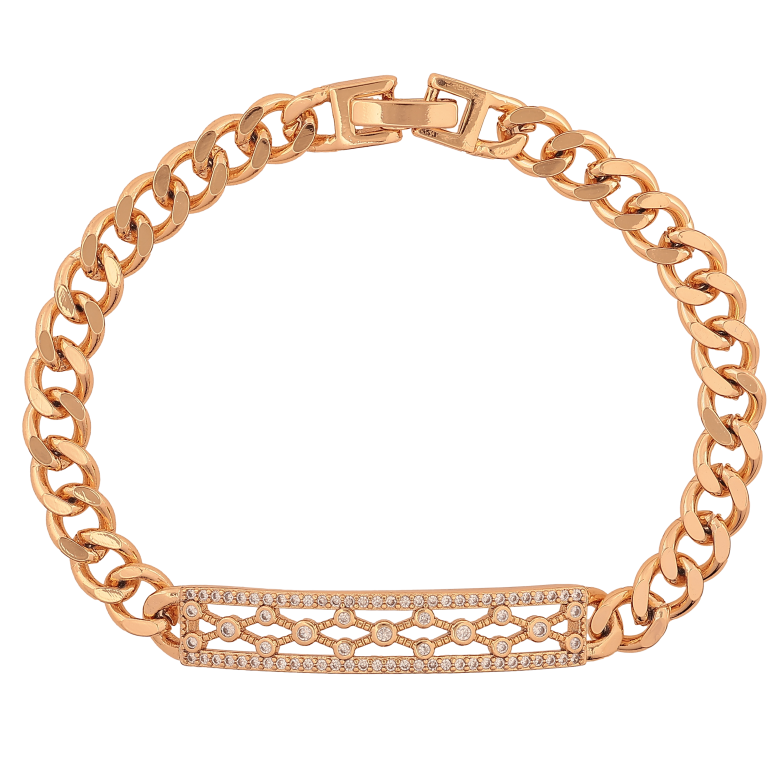 Браслет Xuping цвет Позолота 18K "Цепочка с декоративной вставкой" размер 19см х 6-8мм фото №1