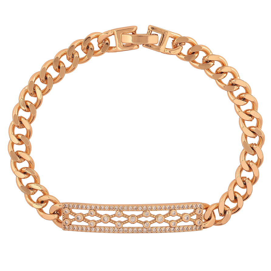 Браслет Xuping цвет Позолота 18K "Цепочка с декоративной вставкой" размер 19см х 6-8мм фото №1