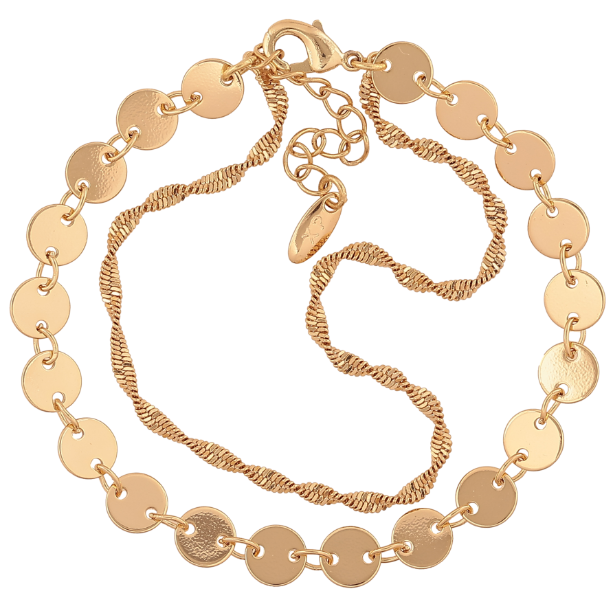 Браслет Xuping колір Позолота 14K "Два ланцюжки" розмір з дод. ланцюжком 16-19.5см х 2-6мм фото №1