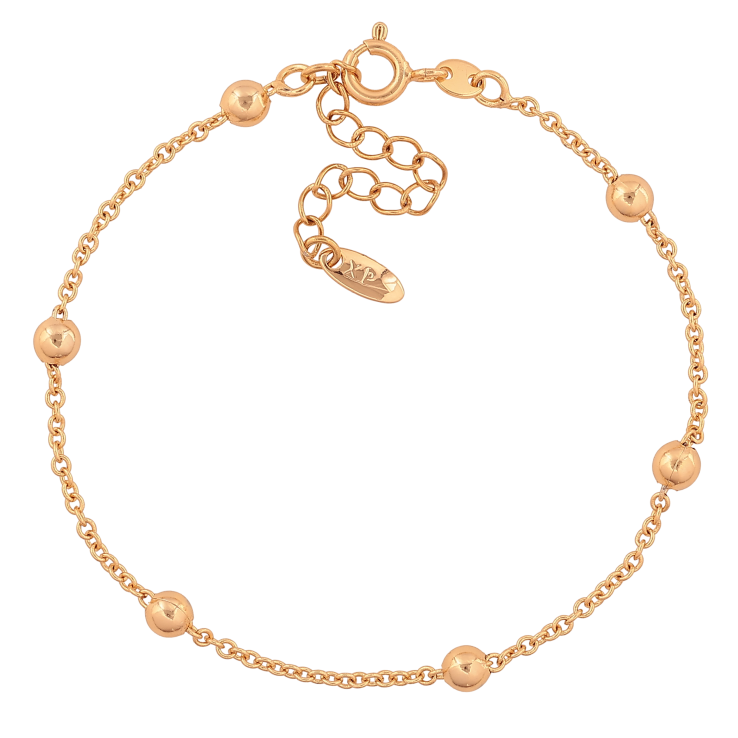 Браслет Xuping цвет Позолота 18K "Цепочка Якорная с бусинами" размер с доп. цепочкой 17.5-21см х 1.5-4мм фото №22