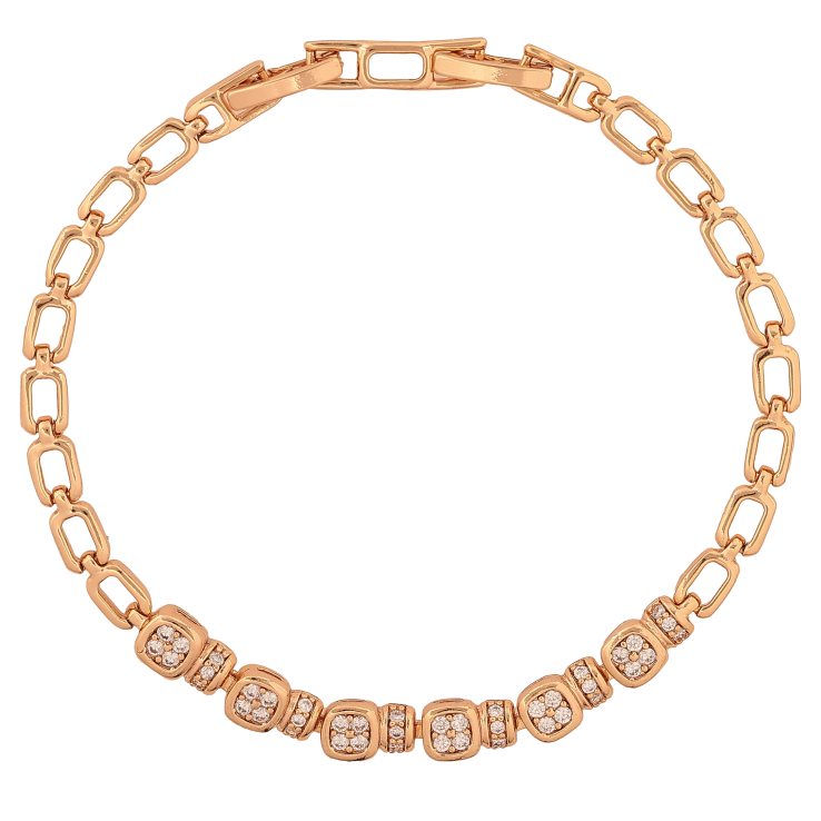 Браслет Xuping цвет Позолота 18K "Узор с кристаллами" размер с доп. замком 17.5,19.5см х 4-5мм фото №20