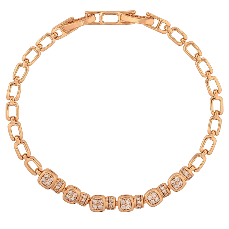 Браслет Xuping цвет Позолота 18K "Узор с кристаллами" размер с доп. замком 17.5,19.5см х 4-5мм фото №1