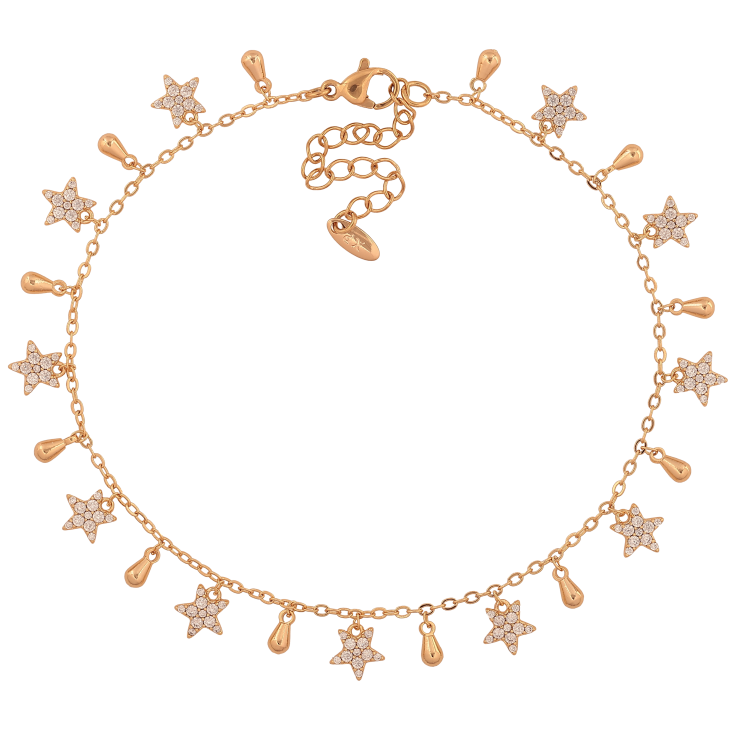 Браслет Xuping цвет Позолота 18K на ногу "Цепочка с подвесками" размер с доп. цепочкой 23-28см х 1.5мм фото №3