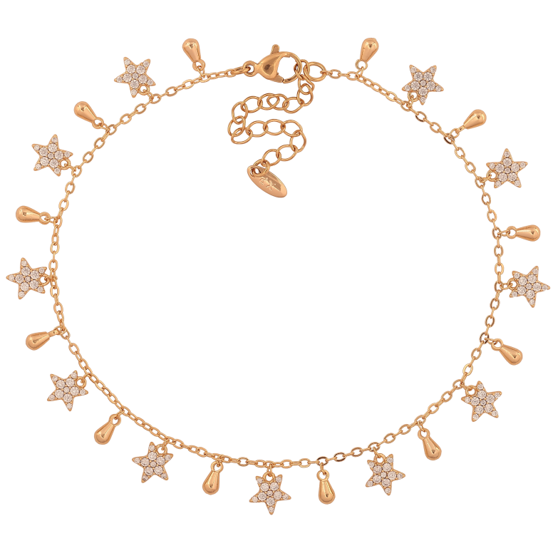 Браслет Xuping колір Позолота 18K на ногу "Ланцюжок з підвісками" розмір з дод. ланцюжком 23-28см х 1.5мм фото №1