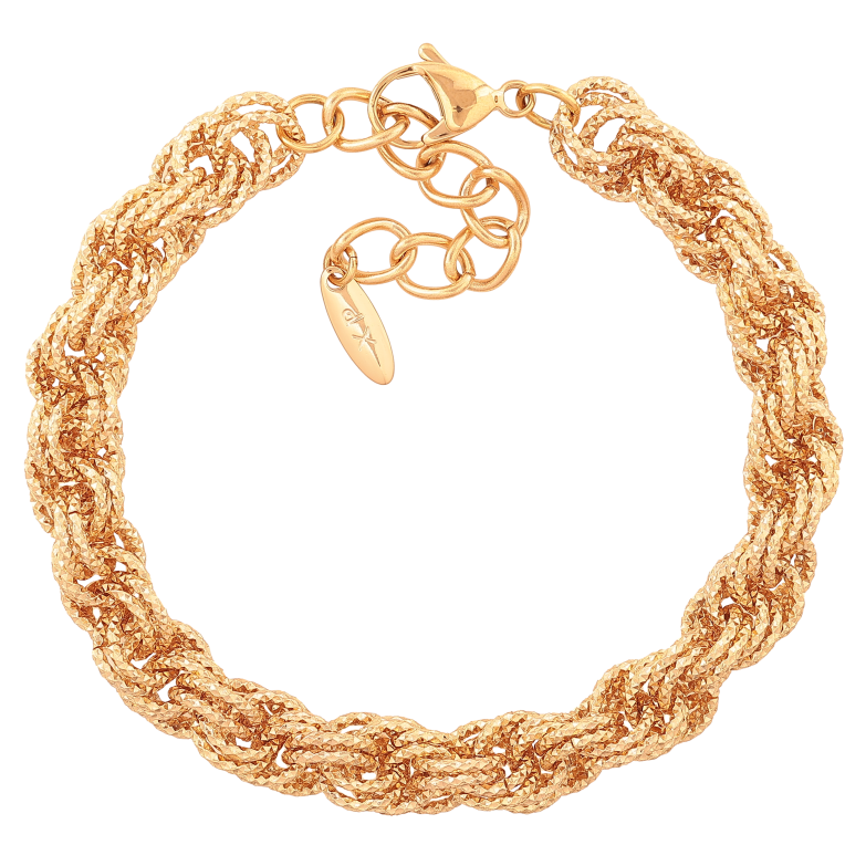 Браслет Xuping цвет Позолота 18K "Цепочка Кордовая с узором" размер с доп. цепочкой 20-24см х 8мм фото №1