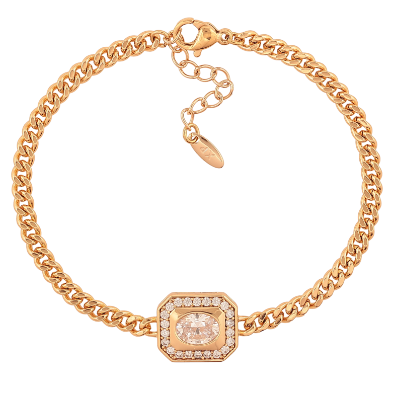 Браслет Xuping цвет Позолота 18K "Цепочка с кристальной вставкой" размер с доп. цепочкой 17.5-20.5см х 4-12мм фото №1 Браслет Xuping цвет Позолота 18K "Цепочка с кристальной вставкой" размер с доп. цепочкой 17.5-20.5см х 4-12мм фото №1