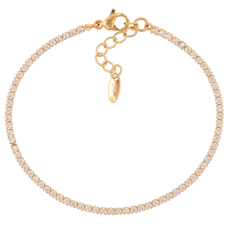 Браслет Xuping цвет Позолота 18K "Дорожка кристаллов" размер с доп. цепочкой 16.5-19см х 2мм фото №1 Браслет Xuping цвет Позолота 18K "Дорожка кристаллов" размер с доп. цепочкой 16.5-19см х 2мм фото №1