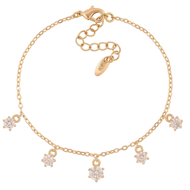 Браслет Xuping колір Позолота 14K "Ланцюжок з кристальними підвісками" розмір з дод. ланцюжком 16-19.5см х 1.5мм фото №1