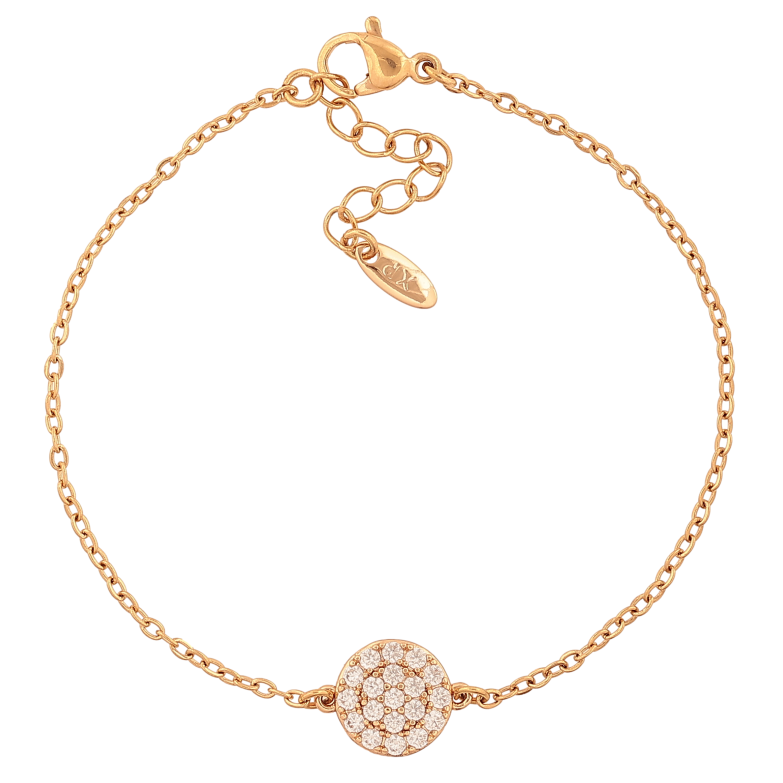 Браслет Xuping колір Позолота 18K "Ланцюжок із вставкою круг" розмір з дод. ланцюжком 17-20см х 1.5-10мм фото №1