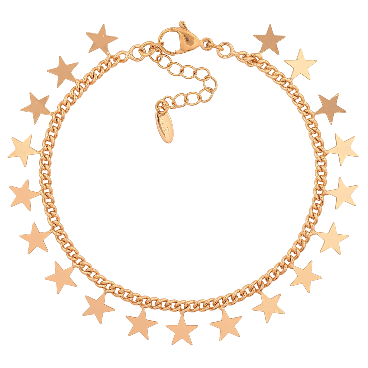 Браслет Xuping колір Позолота 18K "Ланцюжок Панцирний з зірками" розмір з дод. ланцюжком 18-21.5см х 9мм фото №7