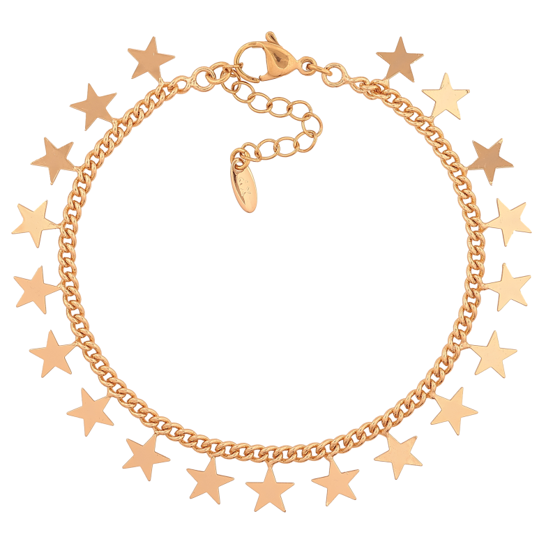 Браслет Xuping колір Позолота 18K "Ланцюжок Панцирний з зірками" розмір з дод. ланцюжком 18-21.5см х 9мм фото №1