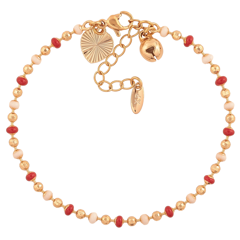 Браслет Xuping колір Позолота 18K "Ланцюжок Перлина з червоною та білою емаллю" розмір з дод. ланцюжком 17-20см х 3мм фото №4 Браслет Xuping колір Позолота 18K "Ланцюжок Перлина з червоною та білою емаллю" розмір з дод. ланцюжком 17-20см х 3мм фото №4