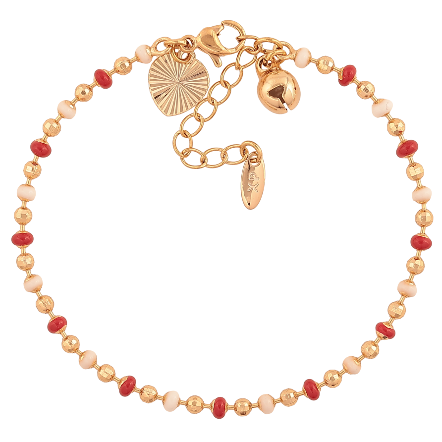 Браслет Xuping цвет Позолота 18K "Цепочка Перлина с красной и белой эмалью" размер с доп. цепочкой 17-20см х 3мм фото №1 Браслет Xuping цвет Позолота 18K "Цепочка Перлина с красной и белой эмалью" размер с доп. цепочкой 17-20см х 3мм фото №1