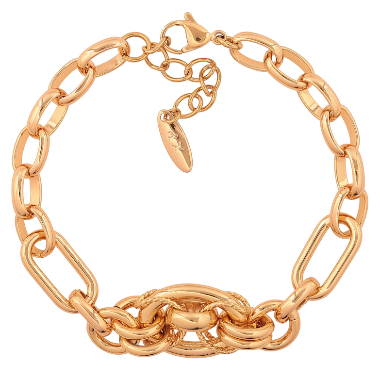 Браслет Xuping цвет Позолота 18K "Цепочка Комбинированная" длинна с доп. цепочкой 18.5-21.5см х 7-14мм фото №1