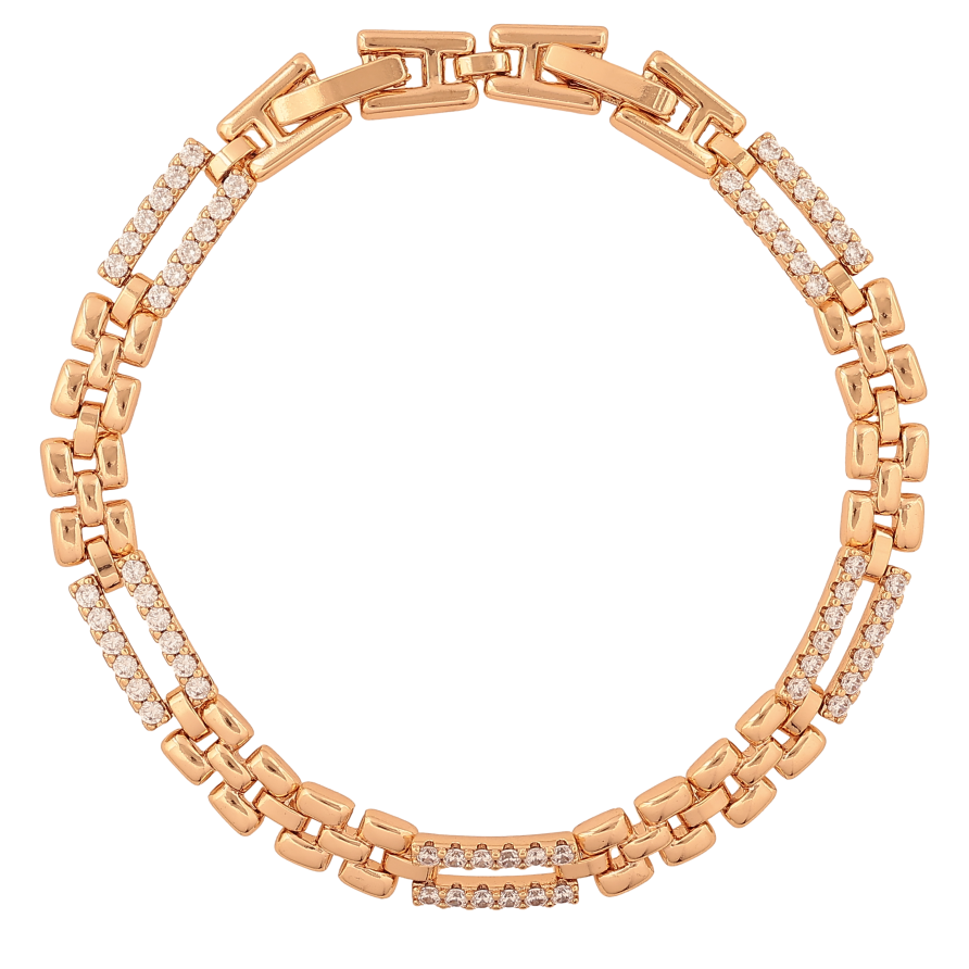 Браслет Xuping колір Позолота 18К "Візерунок з кристалами" розмір з дод. замком 16.5,18.5см х 6мм фото №1