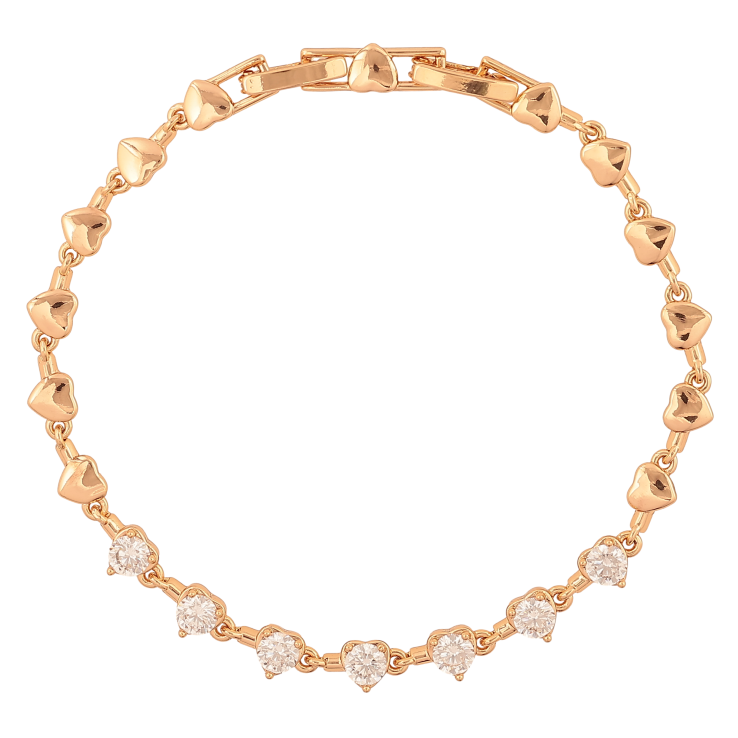 Браслет Xuping колір Позолота 18К "Сердечки з кристалами" розмір з дод. замком 17.5,19см х 5мм фото №6