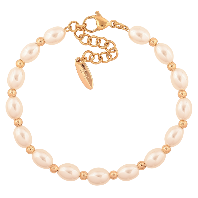 Браслет Xuping цвет Позолота 18K "Жемчужно-золотистые бусины" длинна с доп. цепочкой 17.5-21см х 3-6мм фото №1