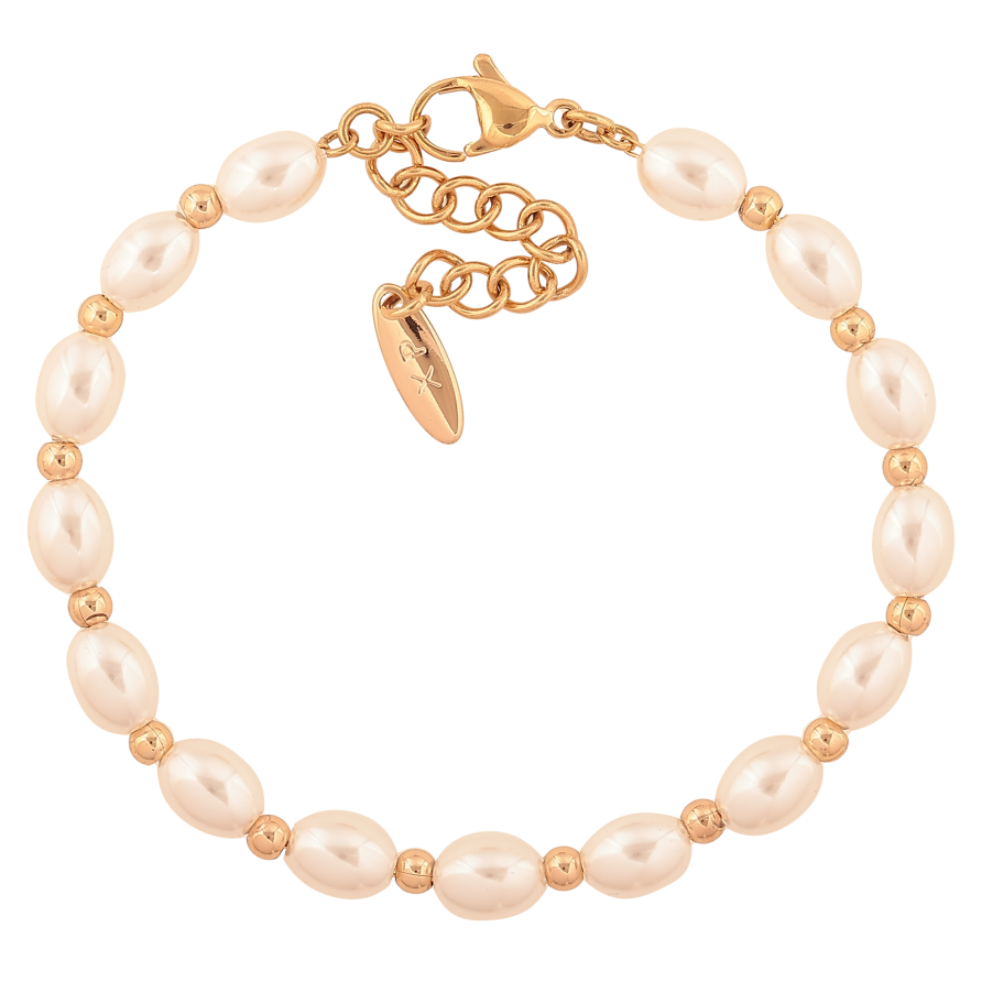 Браслет Xuping цвет Позолота 18K "Жемчужно-золотистые бусины" длинна с доп. цепочкой 17.5-21см х 3-6мм фото №1