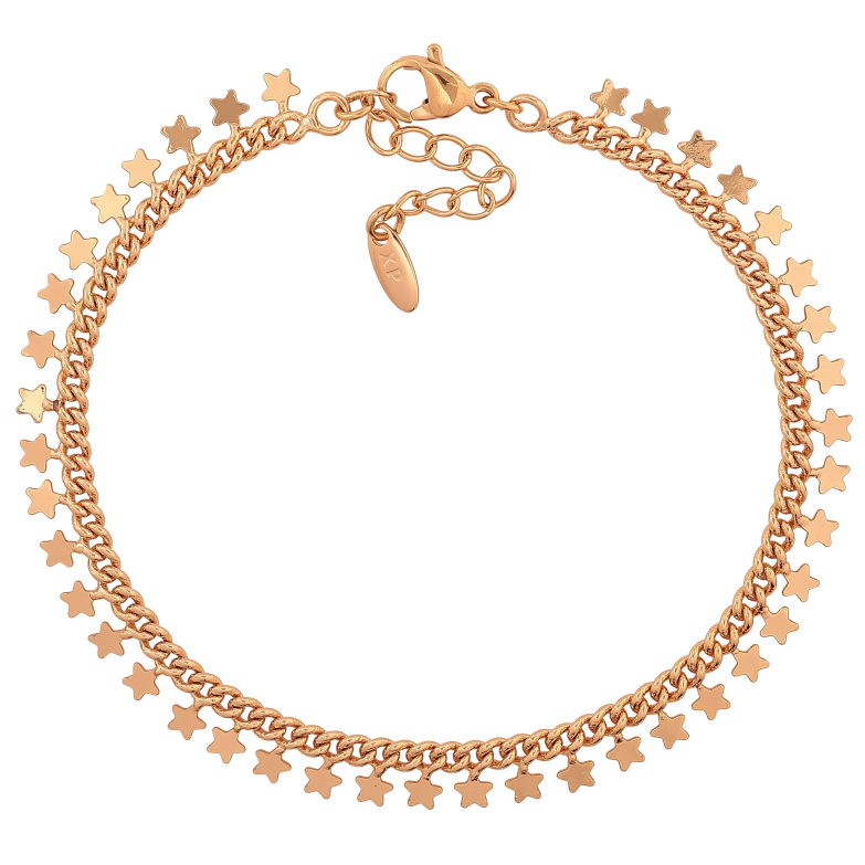 Браслет Xuping цвет Позолота 18K "Цепочка с звездочками" длинна с доп. цепочкой 18-21.5см х 6мм фото №1