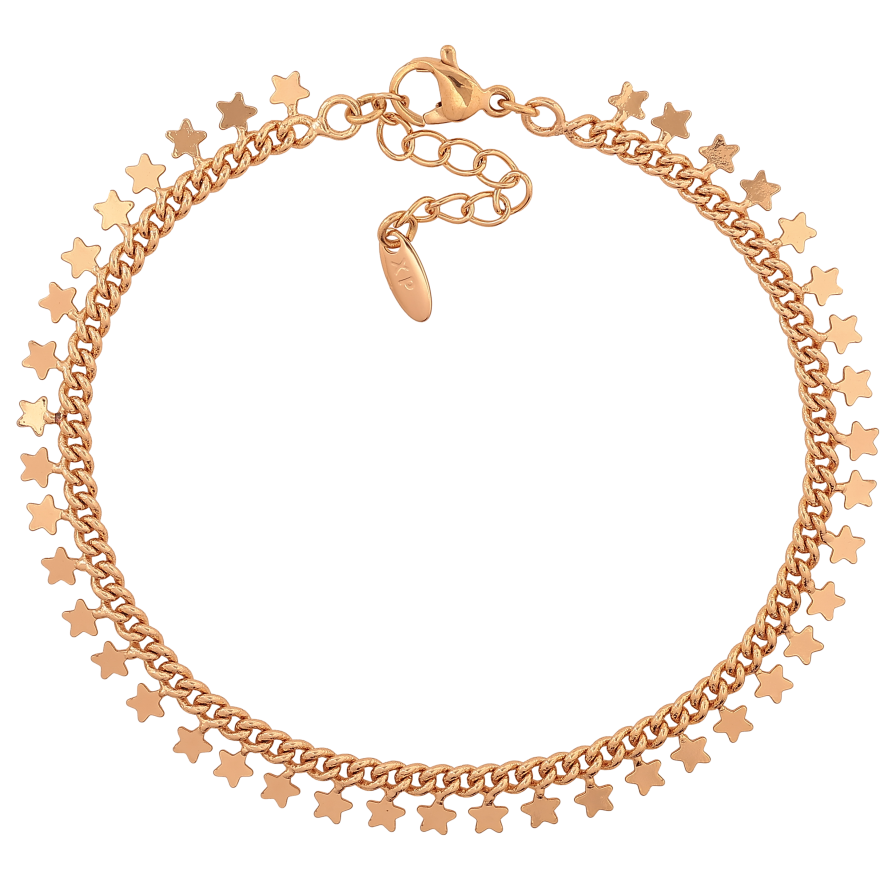 Браслет Xuping цвет Позолота 18K "Цепочка с звездочками" длинна с доп. цепочкой 18-21.5см х 6мм фото №1