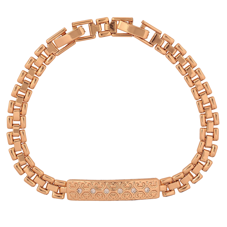 Браслет Xuping цвет Позолота 18K "Узор с кристаллами" размер с доп. замком 17.5,19.5см х 6-7мм фото №1