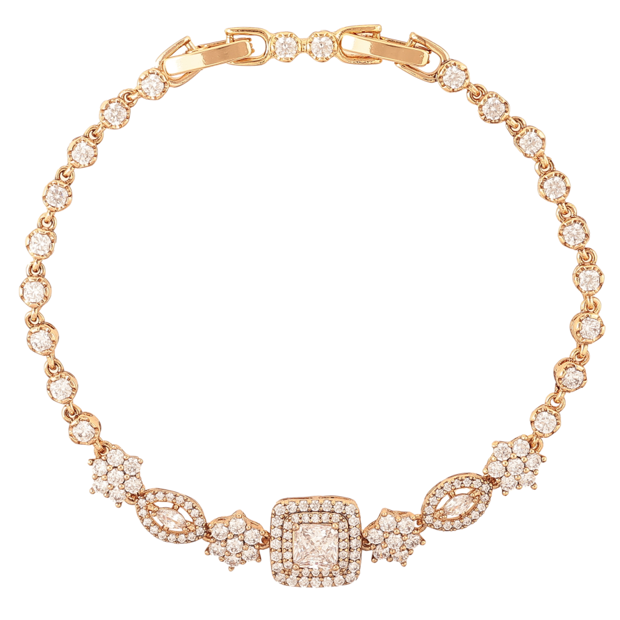 Браслет Xuping колір Позолота 18K "Візерунок з кристалами" розмір з дод. замком 17.5,19.5см х 3-10мм фото №1