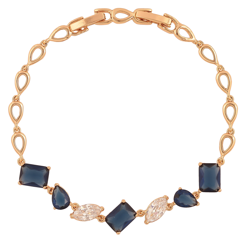 Браслет Xuping колір Позолота 18K "Візерунок з синьо-білими кристалами" розмір з дод. замком 17, 19см х 4-9мм фото №1