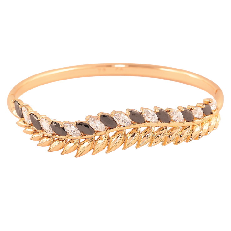 Браслет Xuping цвет Позолота 18K "Узор с черно-белыми кристаллами" ø 6см  фото №16