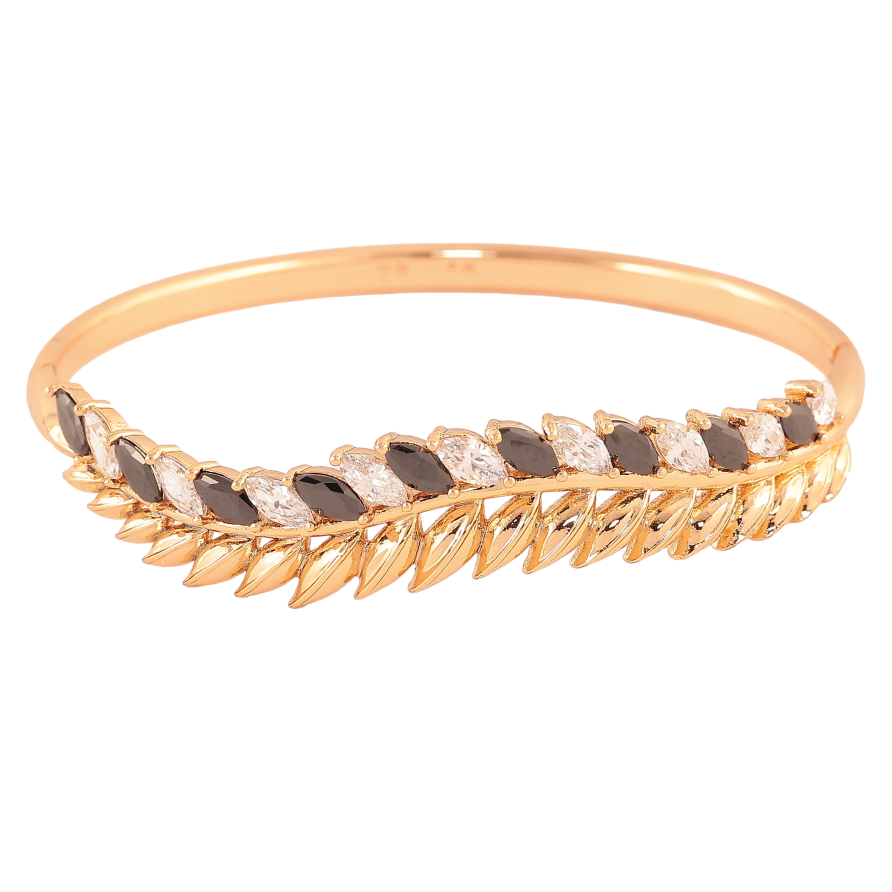 Браслет Xuping цвет Позолота 18K "Узор с черно-белыми кристаллами" ø 6см  фото №1