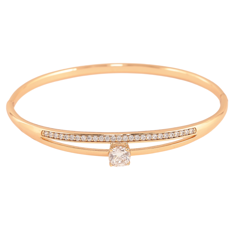 Браслет Xuping колір Позолота 18K "Візерунок з кристалами" ø 6см фото №1