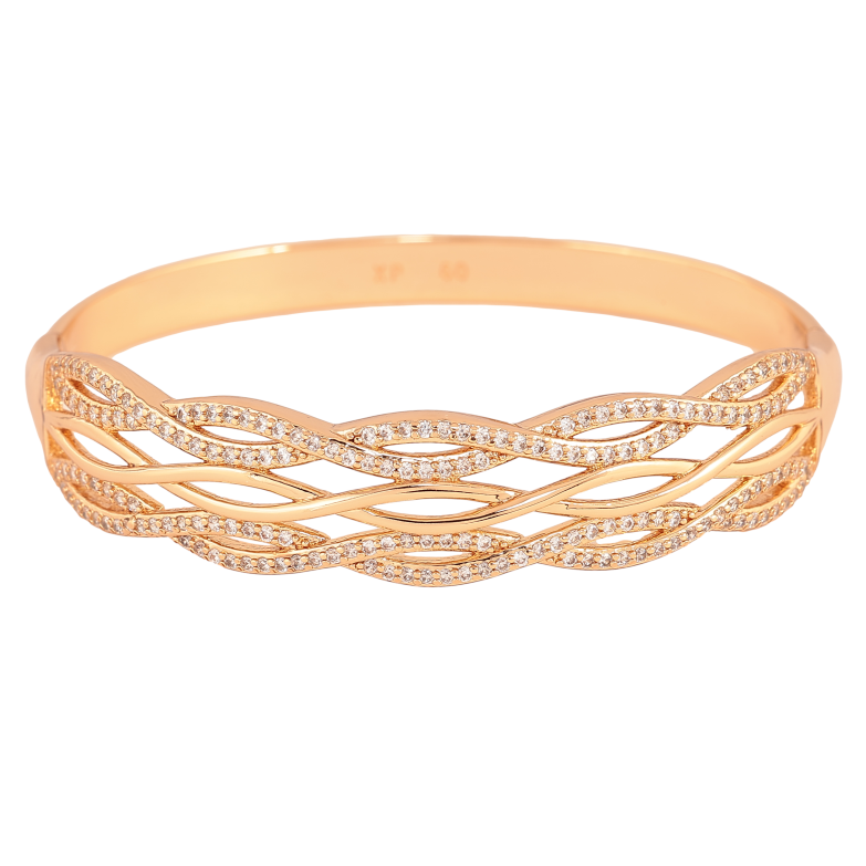 Браслет Xuping колір Позолота 18K "Візерунок з кристалами" ø 6см фото №1