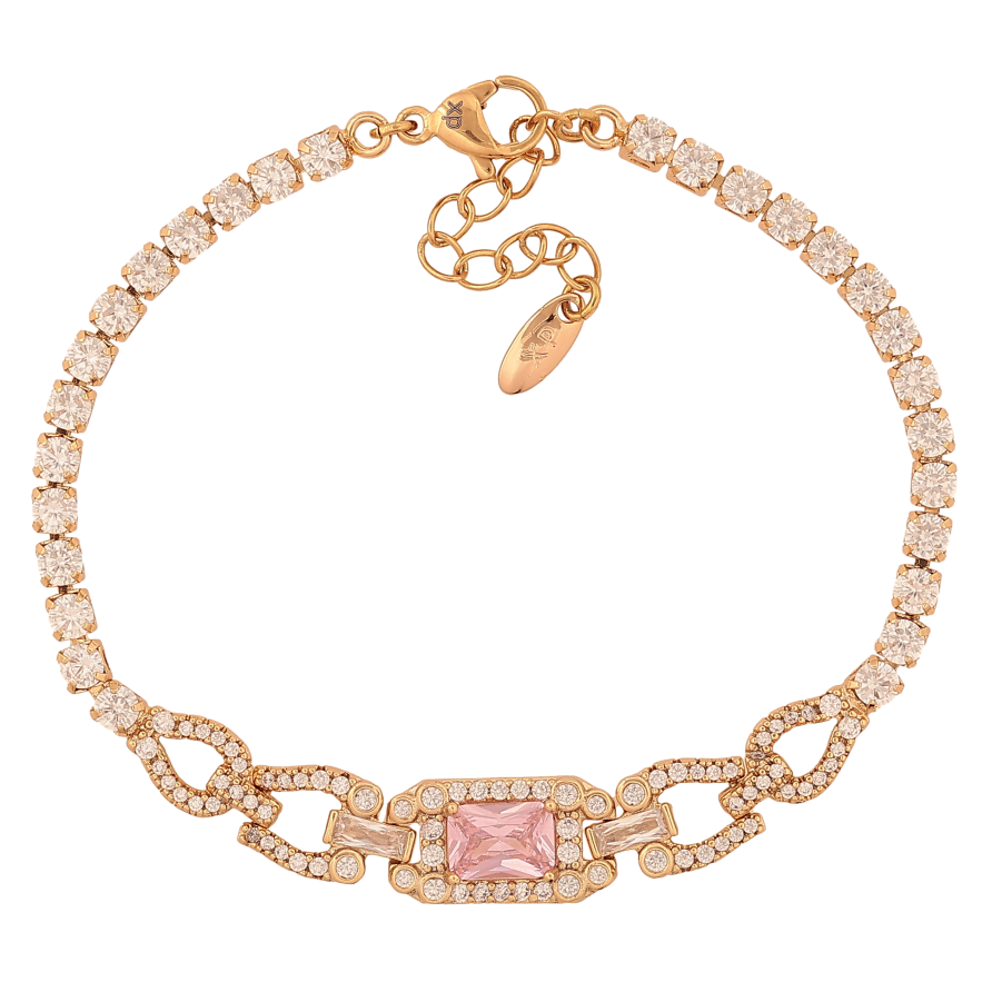 Браслет Xuping цвет Позолота 18K "Узор с кристаллами" длинна с доп. цепочкой 17-20см х 3-8мм фото №1