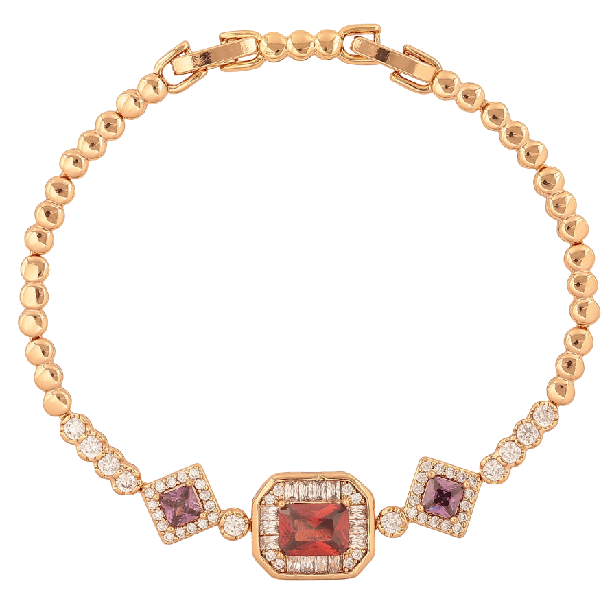 Браслет Xuping цвет Позолота 18K "Узор с цветными кристаллами" длинна с доп. замком 17.5,19.5см х 3-12мм фото №1