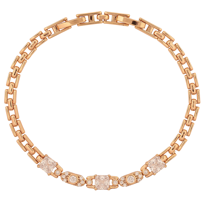 Браслет Xuping цвет Позолота 18K "Узор с кристаллами" длинна с доп. замком 18,20см х 4-5мм фото №1