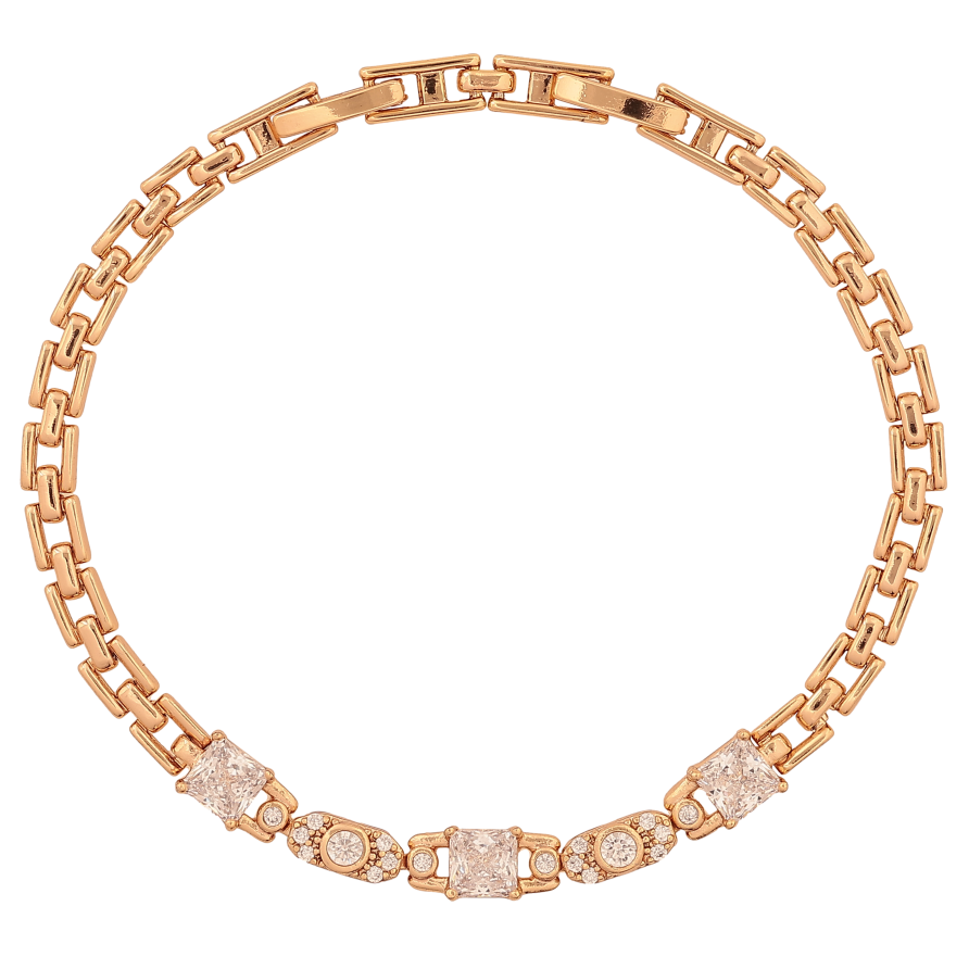 Браслет Xuping цвет Позолота 18K "Узор с кристаллами" длинна с доп. замком 18,20см х 4-5мм фото №1